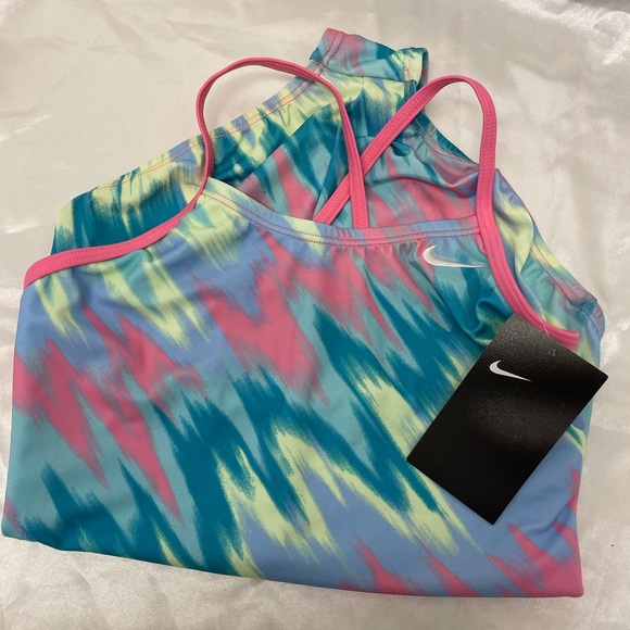 NWT Nike Girls Immiscible One Piece Swim Suit Bathing  Size M - Picture 2 of 4